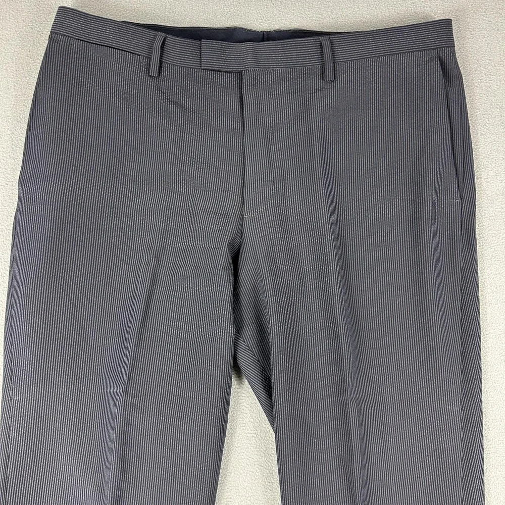 Banana‎ Republic Pants Mens 36x32 Charcoal Pinstripe Slim Fit Marzotto Wool Silk